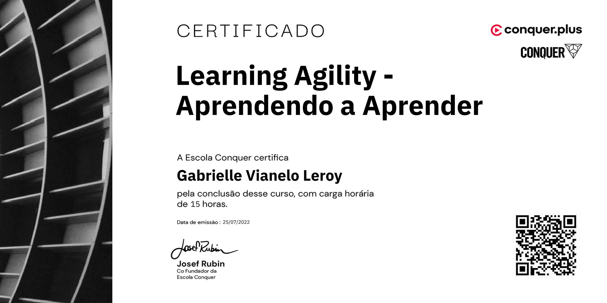 Certificado de Learning Agility - Aprendendo a Aprender